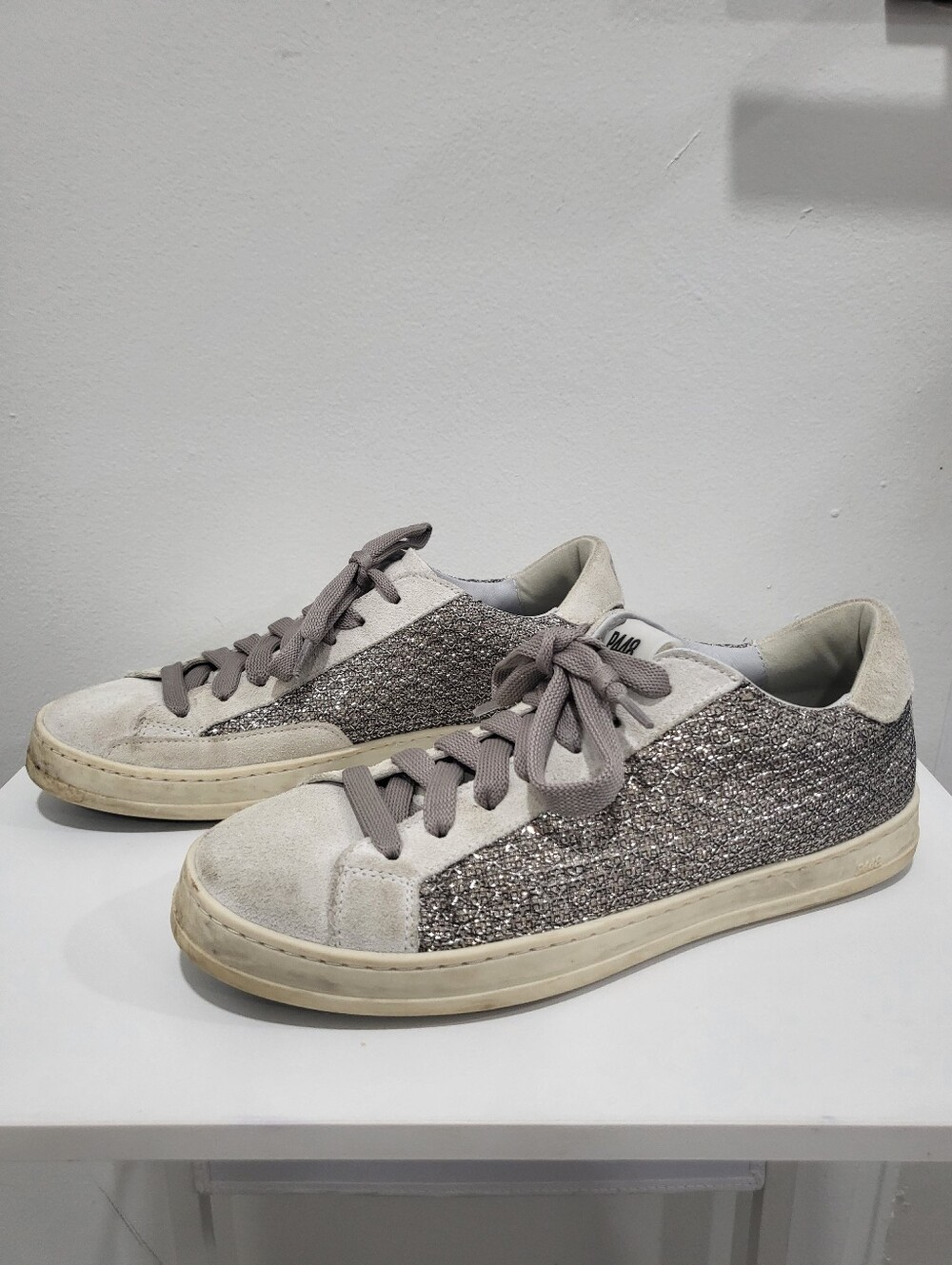 P448 Pewter John Turchia Low Top Glitter Sneakers - Sz 38